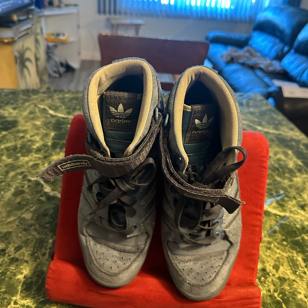 adidas Gray High-Top Sneakers with Black Accents
